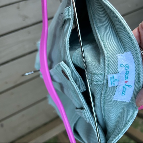 Grace & Lace Casual Colored Aqua Denim jeans Shorts EUC - Picture 4 of 5